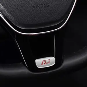 Volkswagen Vw 3D Alloy Car Steering Wheel Emblem Badge, Car Accessory, Compatible with Gti R R-Line Polo Golf Passat Scirocco Tiguan Touareg Jetta Caddy Beetle