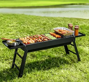 Foldable BBQ Grill, Thickened Reinforced Grate, Upgraded Thick Charcoal Tray, Convenient Storage, Space-Saving Camping BBQ Grill