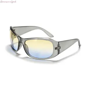 2026 Unisex Wrap-Around Retro Sunglasses, Futuristic Y2K style with UV400 protection, lightweight PC frame casual shades for streetwear, daily outfits and outdoor activities