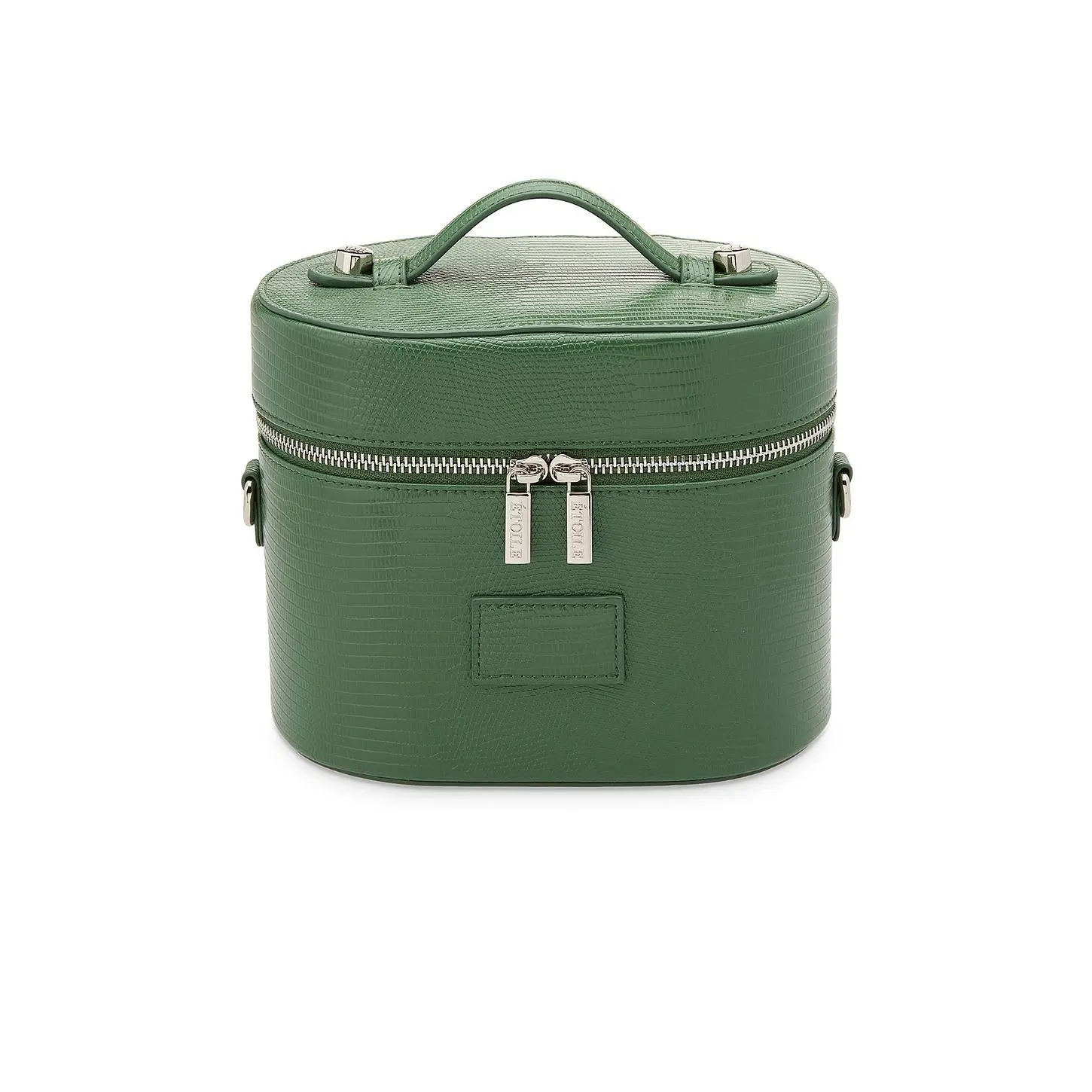 ETOILE COLLECTIVE Oval Toiletry Case in Moss Lizard Print