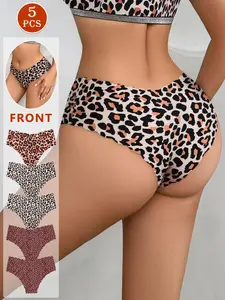 Women's Leopard Pattern Underwear Set, Slim-Fitting Low-Waist Design, Ideal for Daily Wear & Active Lifestyle, Perfect for All Seasons