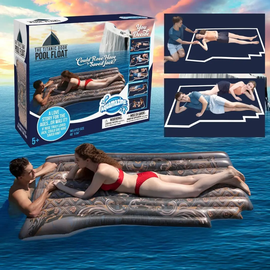 The Original Titanic Pool Float - Giant XL 48" x 84" Inflatable Raft of The Iconic Floating Movie Door - Could Jack Have Survived? You Decide! Summer Pool Fun!
