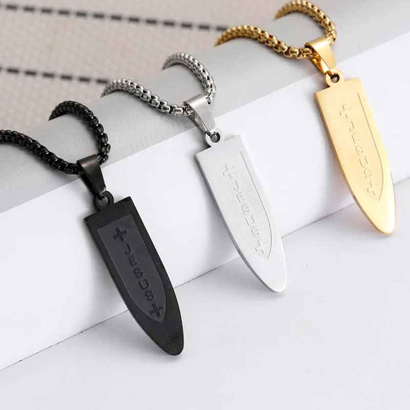 Cross bullet shaped pendant necklace JESUS necklace men and women daily wear gift Cross bullet shaped pendant necklace JESUS necklace men and women daily wear gift