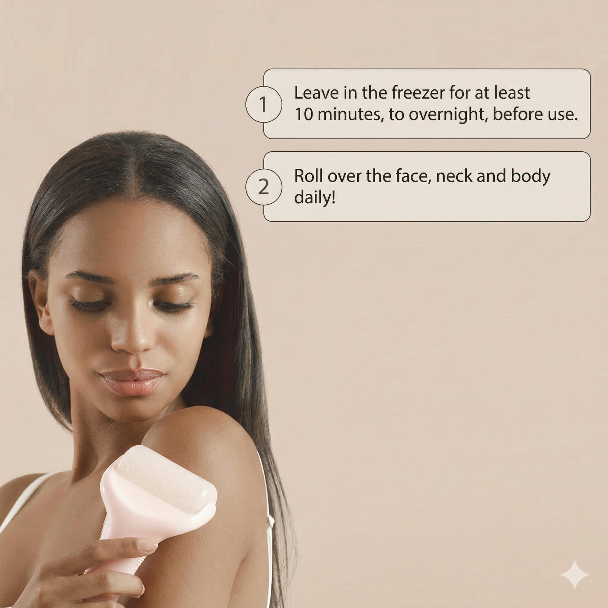 Ice Roller for Face & Body 1.5x Enhanced Cooling Beads Puffy Eyes Redness Reducer Physical Cooling Skin Care Roller for Post-Sun Workout Recovery