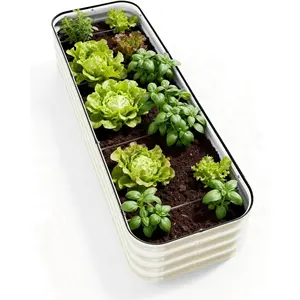 Raised Garden Bed Kit, Planter Raised Garden Boxes Outdoor, Oval Large Metal Raised Garden Beds for Vegetables  (White, 6.5ftx2ftx1ft)