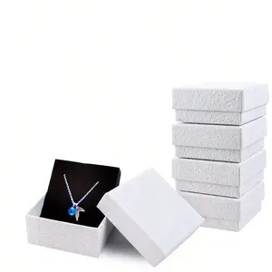 Square Paper Box for Earrings Rings Necklaces, Exquisite Gift Box, Packaging with Filler Paper Inside, Ideal for Jewelry Gift Wrapping, Gift Box Design