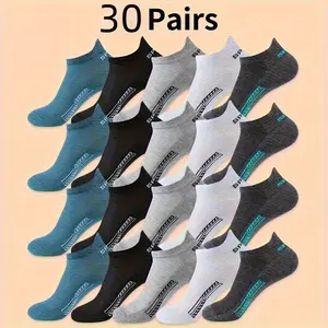 20/30/40Pairs Spring Summer Socks, Unisex Multi-color High-quality Ultra Soft Running Ankle Socks, Comfortable Versatile Breathable Short Socks, Suitable Daily Wear, Outdoor Sports, Running, Cycling, Etc Menswear Man