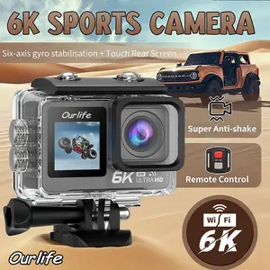 5k30fps 24mp Sports Action Camera with Remote Control, Includes 32GB Memory Card, HD Wide Angle Lens for Surfing and Skiing