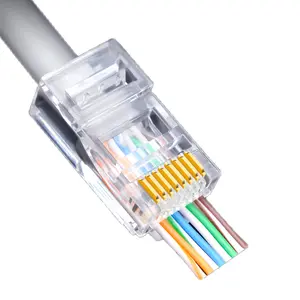 RJ45 Connector, Cat6 Network Unshielded RJ45 Perforated Crystal Head Network Cable, Network Connector, Network Cable Connector