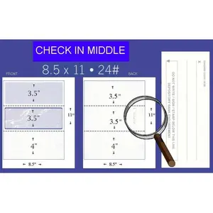 Business Voucher Check Stock - Computer Laser Checks - 500 Sheets, Check in Middle, Gold Marble