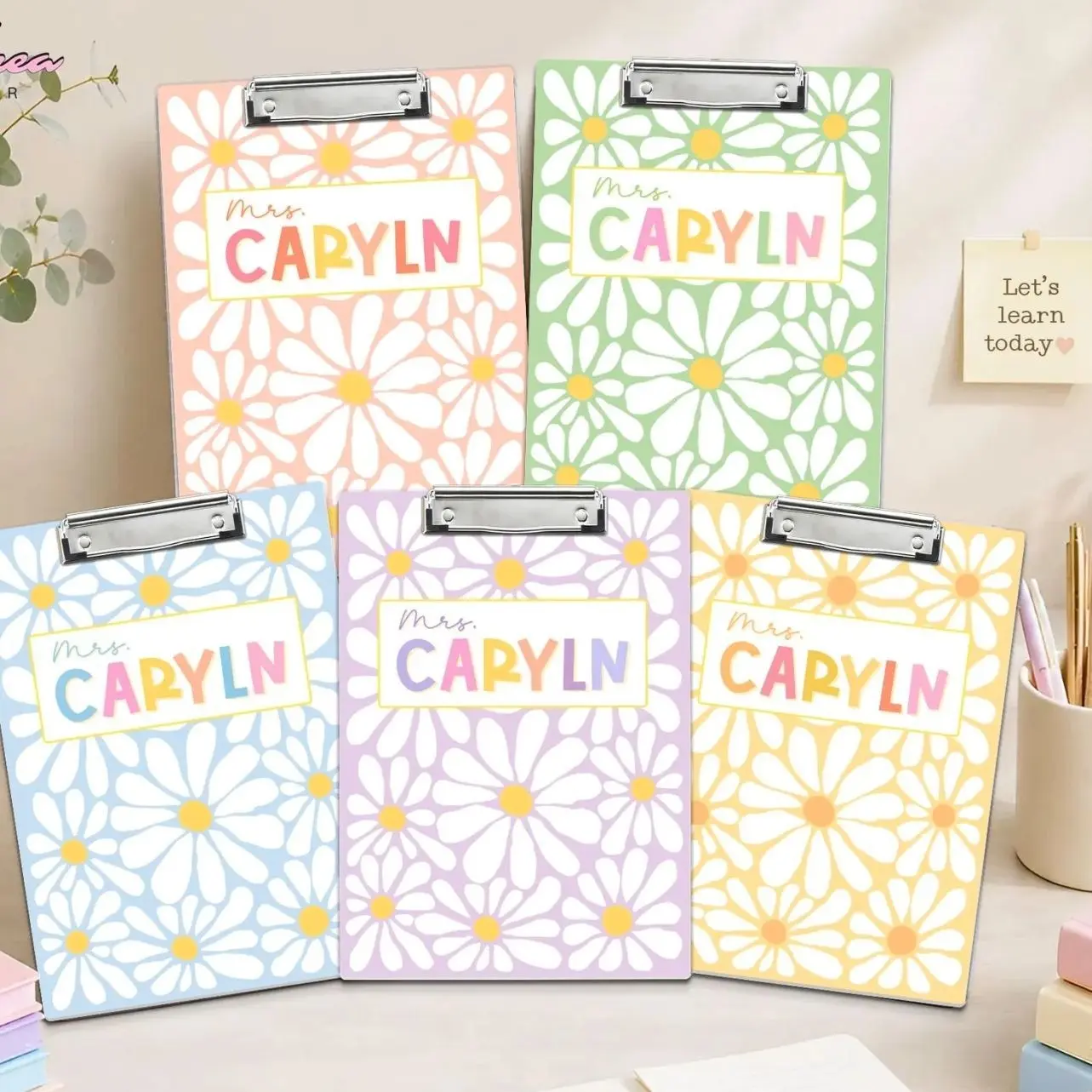 Personalized Teacher Clipboard, Back to School Gift, Custom Teacher Gift, Boho Flower Teacher Acrylic Clipboard with Name