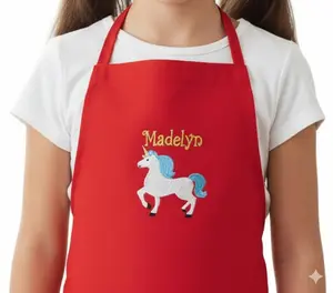 Personalized Kids Apron with Embroidered Name - Unicorn Design | Ages 3-11 & Adult