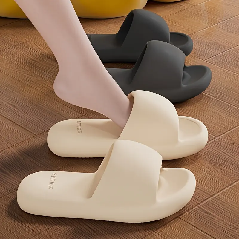 Women's Fashionable Quick-Dry EVA Slip-On Slides - Open-Toe Footwear with Thick Cushioned Sole, Hands-Free Slip-In & Modern Style for Shower, Beach in Beige, Black, Gray, Shoe, Slides For Women, Slip-On Style