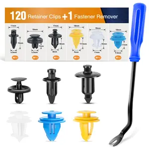 GOOACC 120PCS Car Bumper Retainer Clips & Fasteners Rivet Kit 6.5mm 8mm 9mm 9.5mm 11mm for Toyota Dashboard Panel Front Fender Lining Front Bumper Door Trim Panel, with 1PC Fastener Remover (GRC-151)