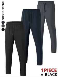 Men's Plain Fast-Drying Straight Leg Sports Pants with Adjustable Elastic Waist, Lightweight Breathable Fabric for All Seasons, Ideal for Casual Wear and Exercise, Quick Dry Pants, Athleisure Bottoms