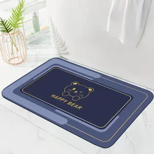 Silica Mud Bath Mat, Non-Slip Quick-Dry Absorbent Easy Clean Bathroom Rug, Rubber Backing for Shower Room Laundry Kitchen Use, Water Absorbent Mat