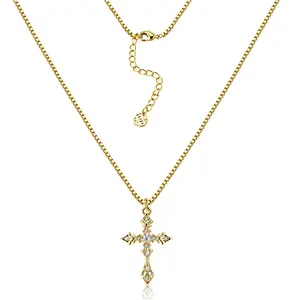 ALEXCRAFT Easter Gifts: 14k Gold Plated Cross Necklace, Faith Necklace, Accessories Women , Hypoallergenic & Minimalist Pendant, Jewelry Gift for Daily Wear & Party Occasions, Perfect for Prayer & Devotion, Faith Jewelry for Women and Girls