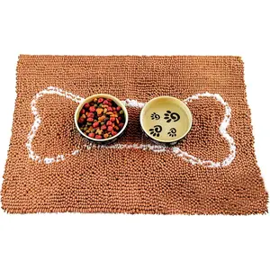 Slopmat | Caramel Brown/Oatmeal  | 18" x 24? | Water Absorbing Door Mat for Food and Water | Microfiber Chenille Rug for Muddy Paws and Messy Eaters | Machine Washable