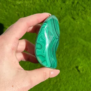 Malachite Freeform, Malachite Palm Stone, Crystal Palm, Crystal Display Polished Malachite