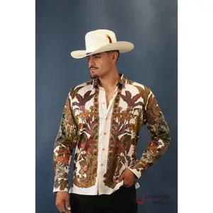 MENS PEDRERIA WHITE FLORAL LEON LONG SLEEVE SHIRT 3SPR428
