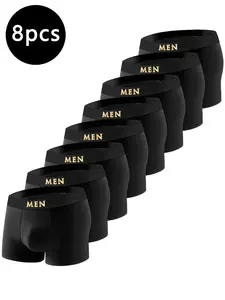 (1/6/7/8/9/10 pieces) Men's underwear, boxer sports design underwear, MEN elastic waistband, suitable for all seasons men's underwear, moisture wicking, quick drying wear-resistant flat angle underwear, ideal choice for leisure vacation sports