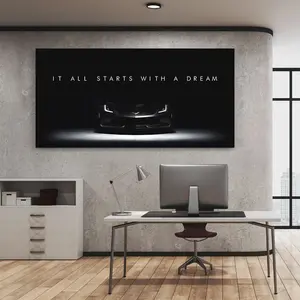 BrodysGift Chevrolet Corvette Dream Big Wall Art Print, Inspirational Car Lover, Supercar Success Poster, Motivational Quote, Unframed