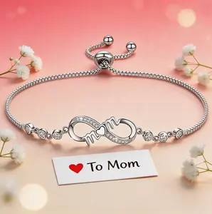 Infinity Love Heart Women's Bracelet - Adjustable Bracelet, The Best Gift for Mom, Mother's Day, Valentine's Day, Birthday Gift, Suitable for Jewelry Gifts for Mom and Grandma