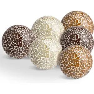 6 Pcs Mosaic Sphere Balls Decorative for Bowls, Mosaic Glass Balls Decorative Orbs Table Sphere for Living Room Decor Centerpiece for Vases Dining Table Decor, Diameter 2.4 Inch(Classic Colors)