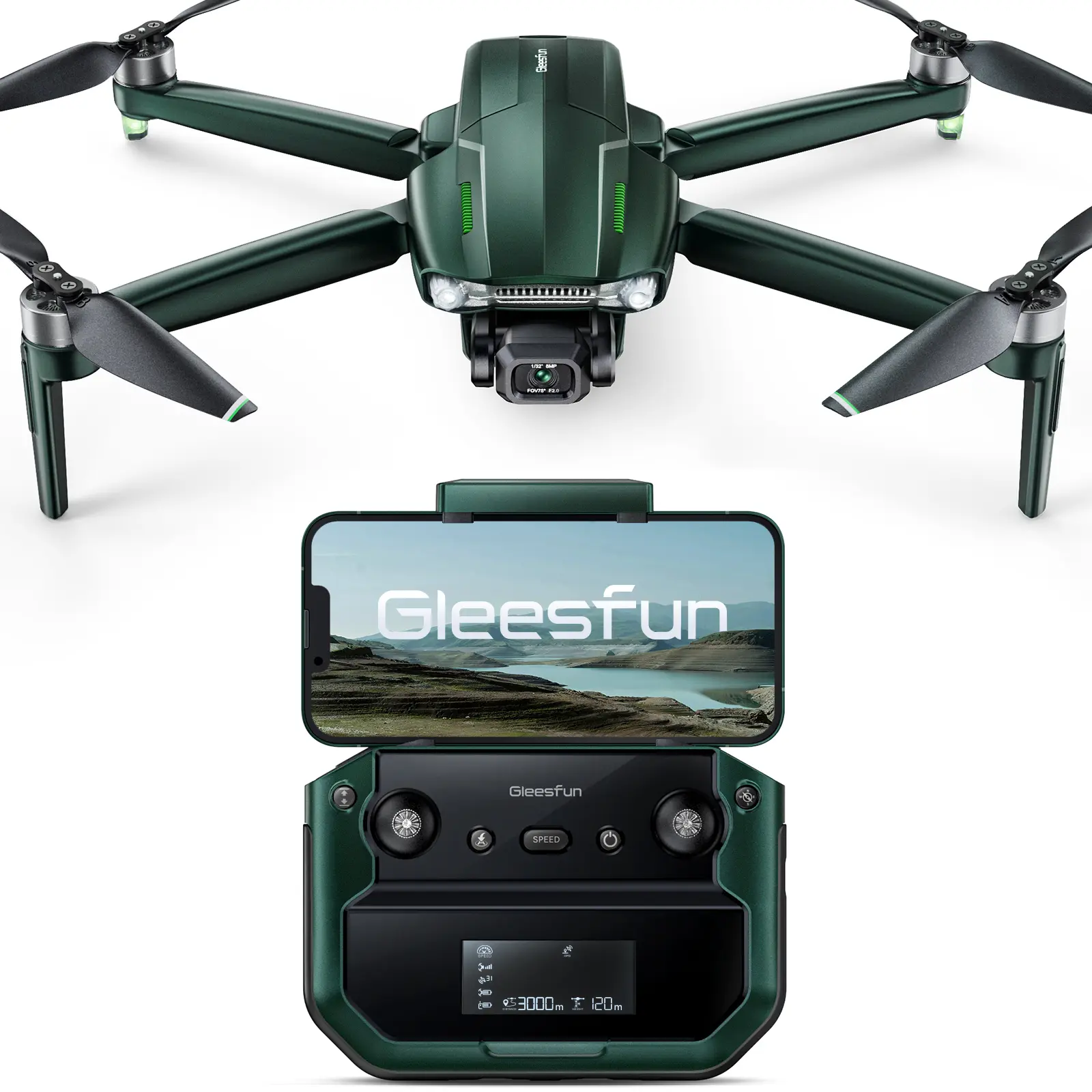 GLEESFUN G11PRO 6K Drone with Camera for Adults, 4K/30fps Video, 3-Axis Brushless Gimbal, 70mins Flight Time with 2 Batteries, 10000ft Long Range, FAA compliance, Professional Drone with Auto Return Chip Connection