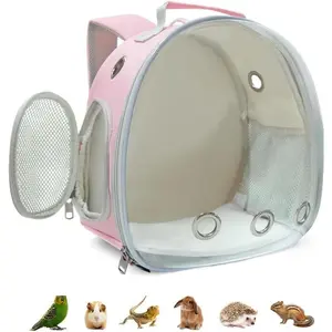 Small Animal Carrier Backpack for Guinea Pig Bird Bunny Cat Kitten Lizard Rabbit Squirrel Beared Dragon Portable Travel Carrier Backpack Space Capsule Bubble Window Carrier (Pink)