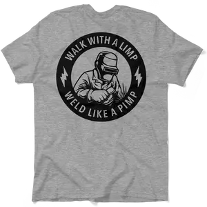 Weld Like A Pimp - Men's Heather Grey Everyday Casual T-Shirt Collar Jersey Menswear Top Flag Sleeve Cotton Tshirt Crewneck Streetwear Shortsleeve Tropical Plates