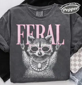 Comfort Colors Retro Feral Racoon TShirt, Raccoon Funny T-Shirt, Sarcastic Raccoon, Mama Raccoon Tee, Mothers Day Gift, Raccoon Boujee TShirt