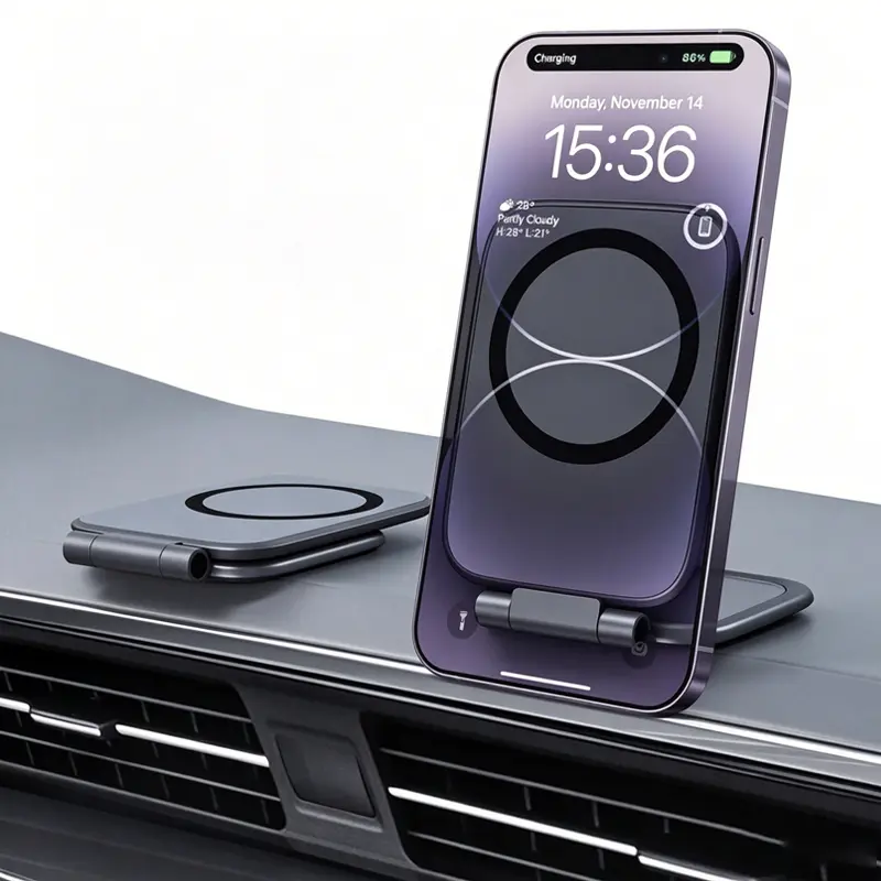 Car Phone Mount 2026 New Model Automotive Foldable Magnetic Navigation Tesla Vehicle Universal Anti-Shake Support Stand Car Phone Holder Magnetic Phone Mount For Car
