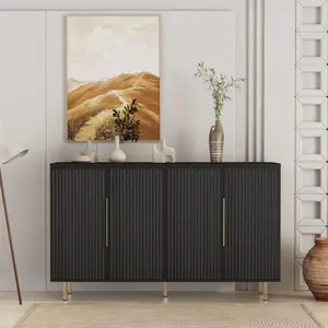 Bellemave   Modern Buffet Cabinet with Storage, Fluted Sideboard Large Buffet with Adjustable Shelves, Credenza, Accent Cabinet Console Table