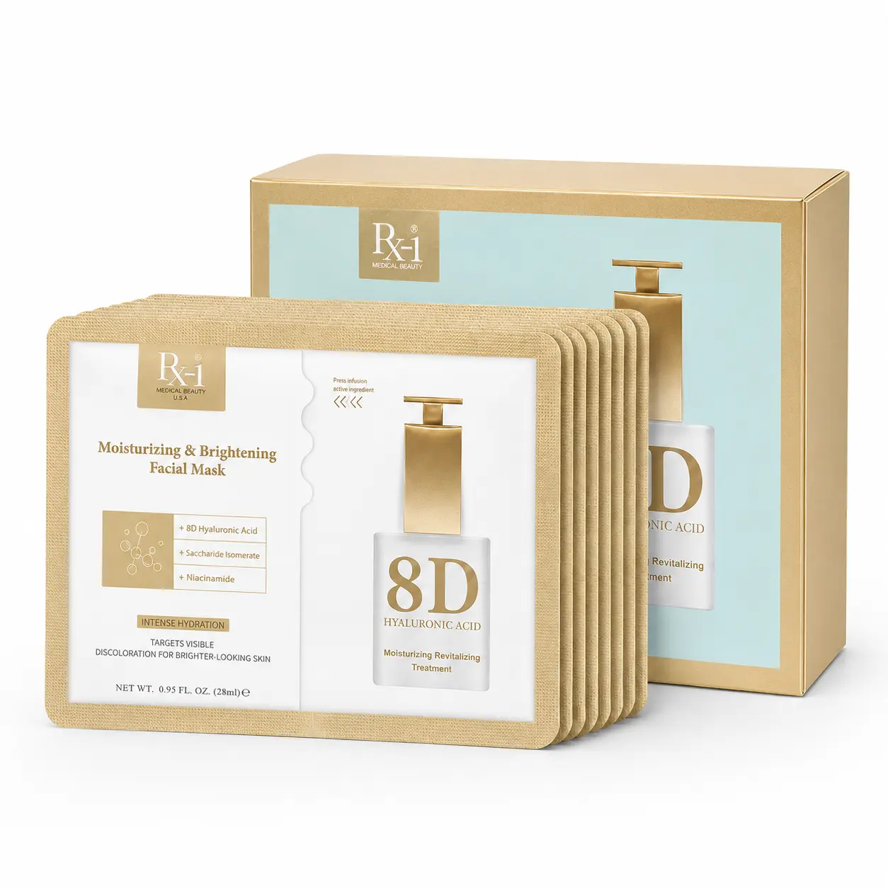 BEAUPAN 8D Facial Sheet Mask with 28 mL Essence, Hydrating and Moisturizing Face Mask for Dry, Dull Skin, Skin Care
