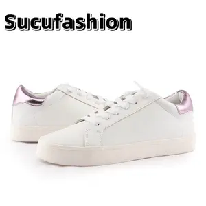 Fashion 2025 PU Leather Women's Platform Sneakers - White, Comfortable for Casual Wear, Easy Matched Design