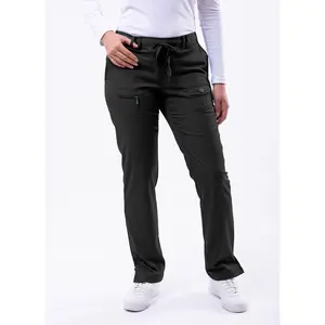 Slim Fit 6 Pocket Scrubs Pant by Adar (Regular) XXS-3XL /  BLACK