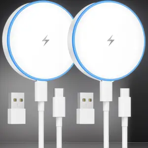 2-Pack 15W MagSafe Charger Set: Magnetic Fast Wireless Charging Pad, Dual-Port, Compatible with iPhone 12-16 Series & AirPods