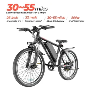 【AOPO】Electric Bike,26-inch Commuter Electric Bicycle,500W high-power motor, 30-55 miles per hour, 48V/9AH battery, LCD display, dual suspension system, folding electric bike for adults.