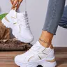 Lace-up sports dad shoes designed for women, Casual trendy trainers, height-increasing white casual chunky heel shoes, comfortable and lightweight wedge Trainer sneakers, breathable and durable, suitable for school, travel, dating, streetwear