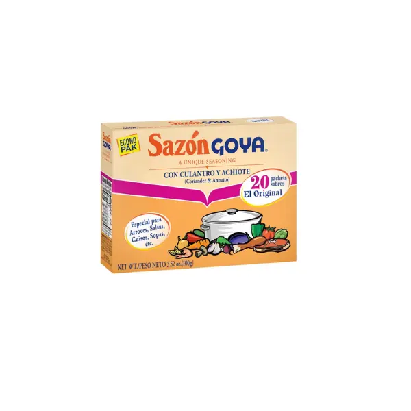 GOYA Sazon with Coriander and Annatto Seasoning Mix, 20 Packets, 3.52 oz Box