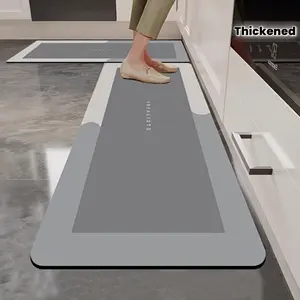 Kitchen floor mat, bathroom non-slip and oil-proof absorbent mat, dirt-resistant foot pad at the door, waterproof special wipe-free carpet - suitable for kitchens, bathrooms, bedrooms, entrance doors, quick drying is convenient, it is the best gift