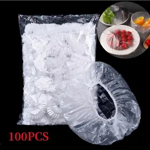 Disposable Food Fresh Keeping Cover, 100pcs/set Clear Plastic Elastic Food Storage Cover, Household Kitchen Accessories for Indoor & Outdoor