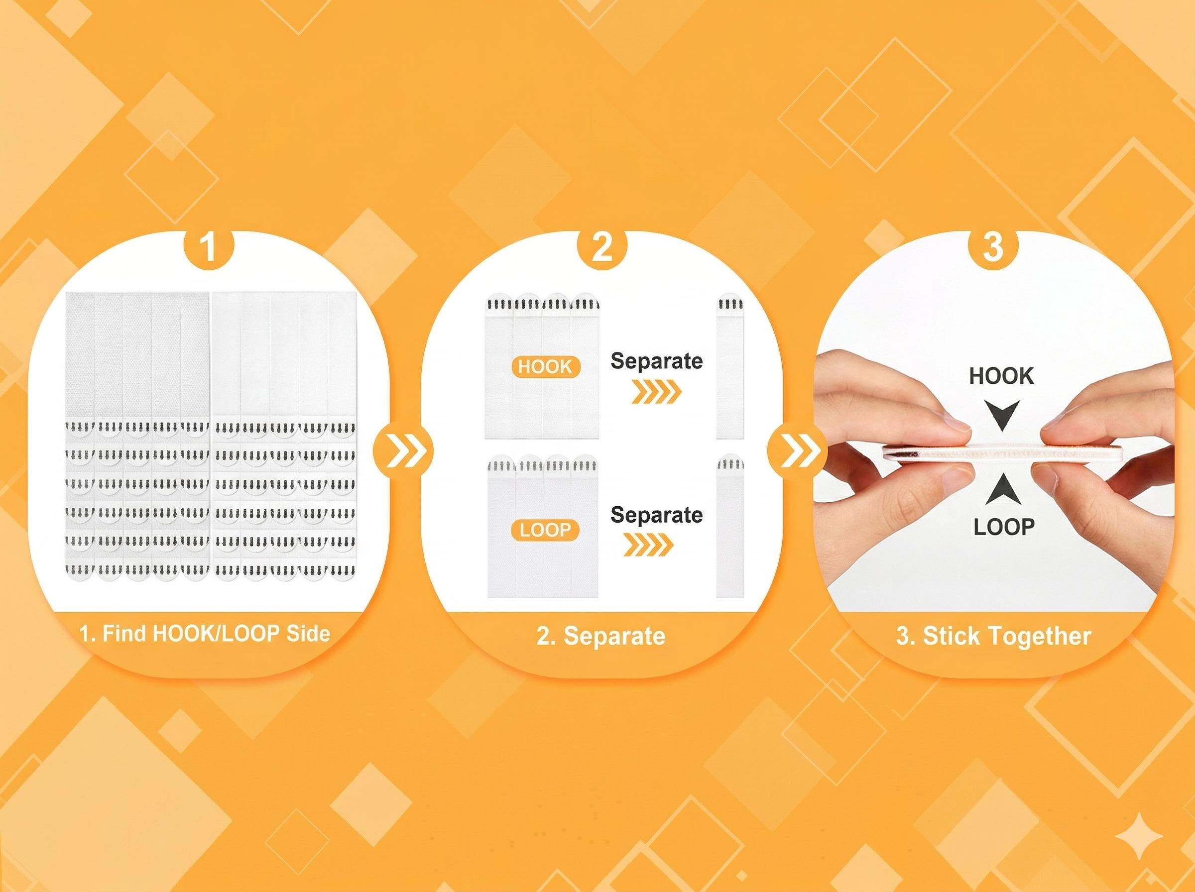 Removable Picture Hanging Strips Nail-Free Double Sided Adhesive Strips No Damage Wall Mount for Frames Hook & Loop All-in-one Heavy Duty