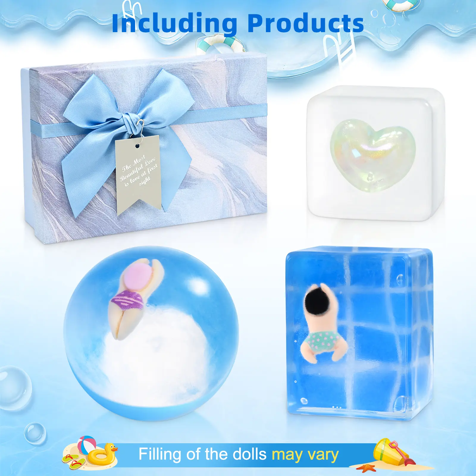 Back To School Gift 3-Piece Fidget Slime & Squishy Toys Set - Soft Sensory Cube, Assorted Collectible Squishies, Ice Sensory Stress Balls for Students & Office Workers
