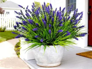 Artificial Plants Outdoor, 22 Pcs Fake Flowers UV Resistant Outdoor Artificial Lavender Flowers, Plastic Faux Plants for Porch Garden Planter Yard Window Box