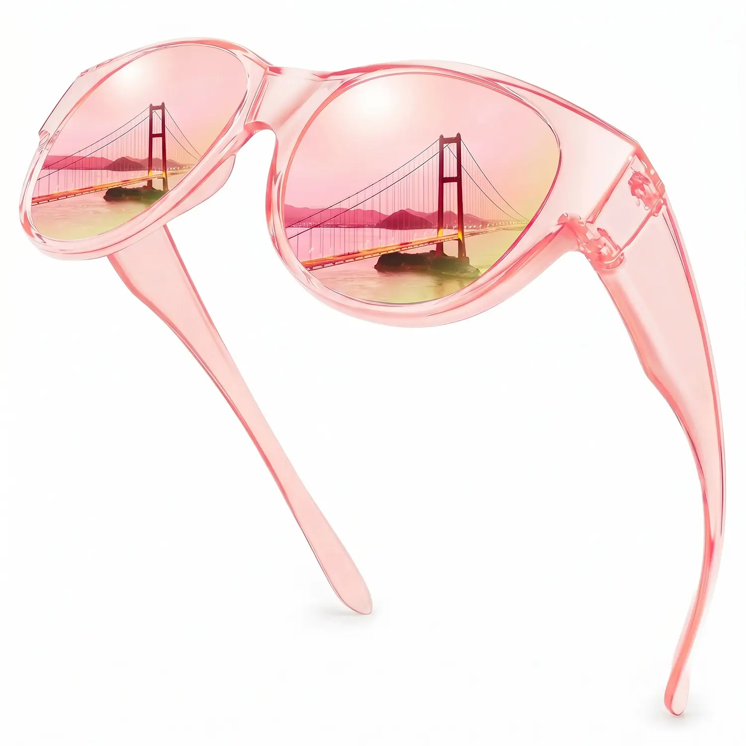 Women's Fit Over Prescription Sunglasses, Oversized Square UV400 Protective Sunglasses, Full Rim Lightweight Plastic Frame, Wear Over Eyeglasses, Fashion Sun Glasses for Driving, Beach, Vacation & Outdoor Activities