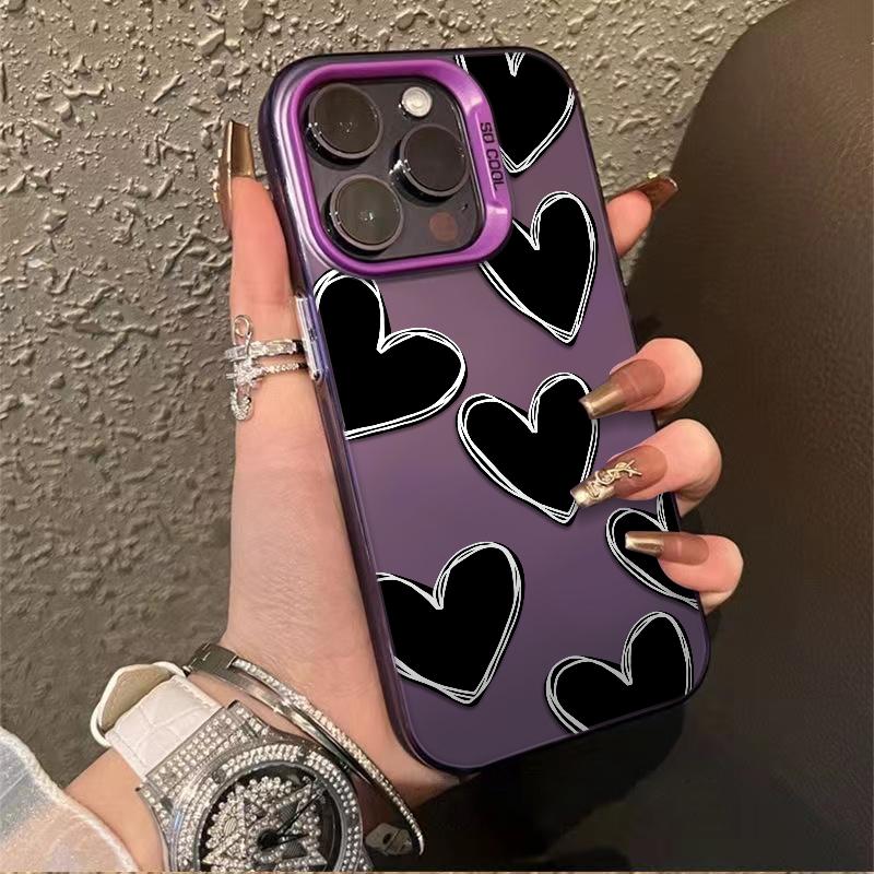 Heart Doodle Artwork Patterns Phone Case Durable Hard Acrylic Back Case With An Anti-Yellowing Coating, Made From High-Quality Designed For Reliable Drop Protection For Your Phone For iPhone 17.16.15.14.13.12.11.X.XS.XSMAX.XR.8.7
