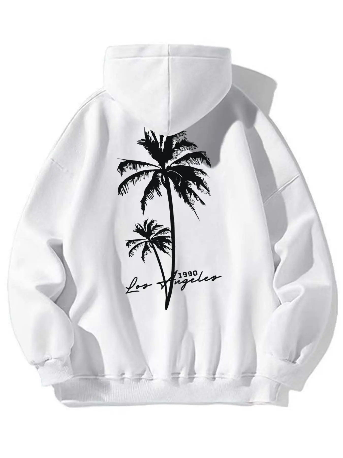 Men's Classic Solid Minimalist Fitted Hoodie Pullover Sweatshirt - Pre-Shrunken, Round Neck, Long-Sleeve Tops, Drawstring, Pocketed, Side Seams, Letter Print, Drawstring for Fall Winter Menswear Casual Ootd