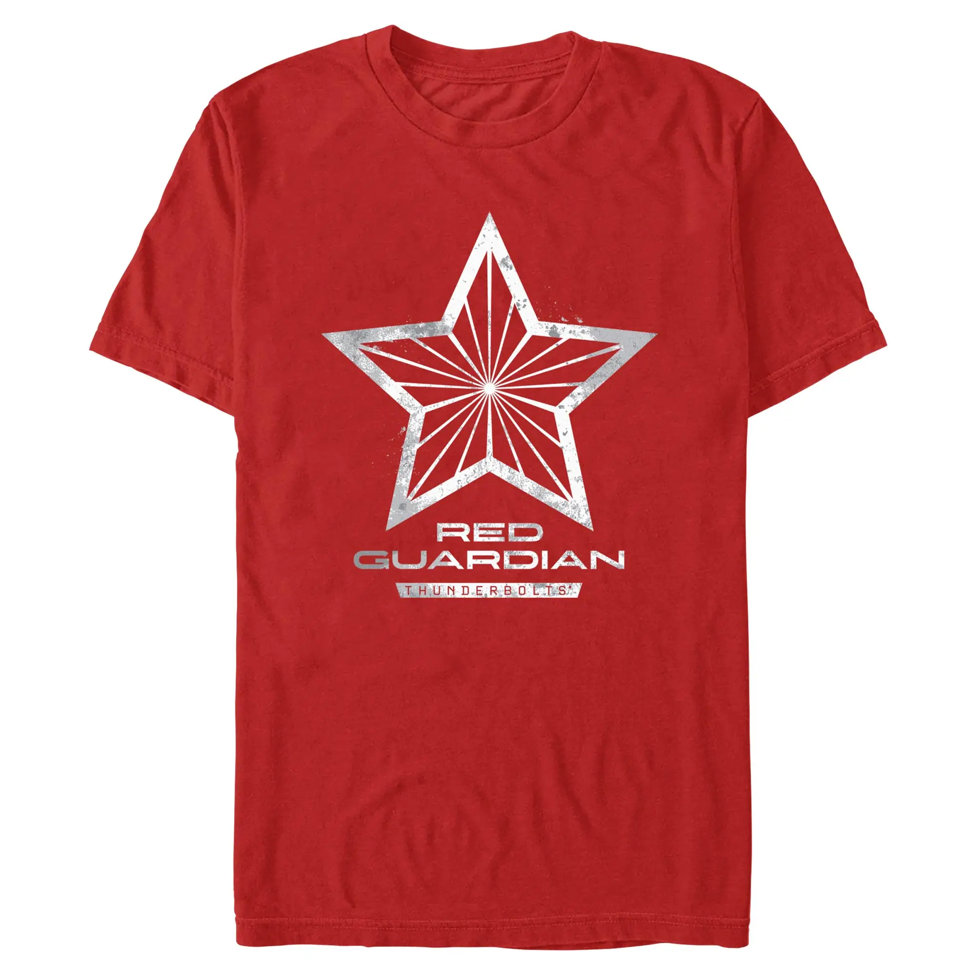 Men's Marvel Thunderbolts Red Guardian Logo Short-Sleeve Casual Distressed T-Shirt, Menswear Top